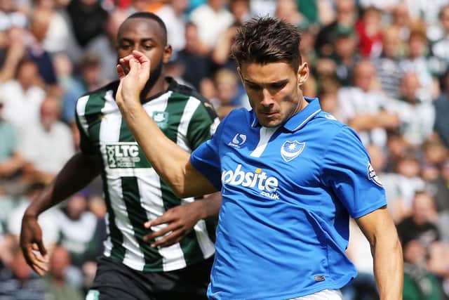 Gareth Evans in action for Pompey against Plymouth in August 2015. Picture: Joe Pepler