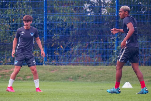 Pompey youngsters Alfie Stanley and Haji Mnoga. Picture: Habibur Rahman