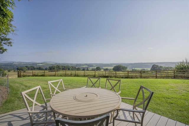 Patio area with views over countryside.