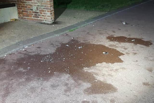 Broken glass left at the scene. Picture: Gosport Police via Twitter