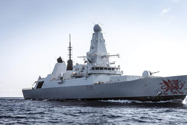 Photograph of HMS Dragon at sea.