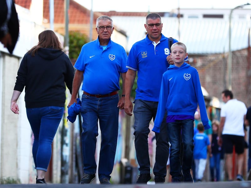 Pompey fans en route to watch a League Cup tie against Birmingham at Fratton Park in August 2019. Photo by Dan Istitene/Getty Images