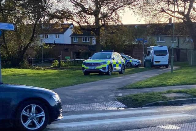Police at a pathway south of Purbrook Way in Leigh Park. Picture: Karl Browning