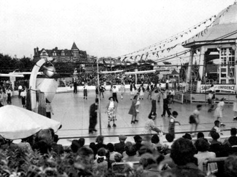 Roller skating around the bandstand, Southsea Common