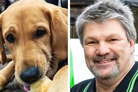 Guide Dogs trainee pup Ralph and Richard Lawrence of Ovenu Fareham.