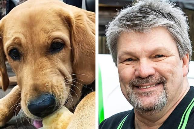 Guide Dogs trainee pup Ralph and Richard Lawrence of Ovenu Fareham.