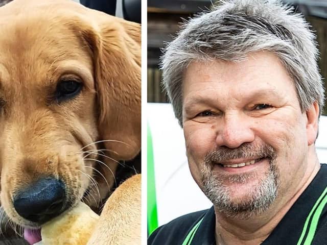 Guide Dogs trainee pup Ralph and Richard Lawrence of Ovenu Fareham.