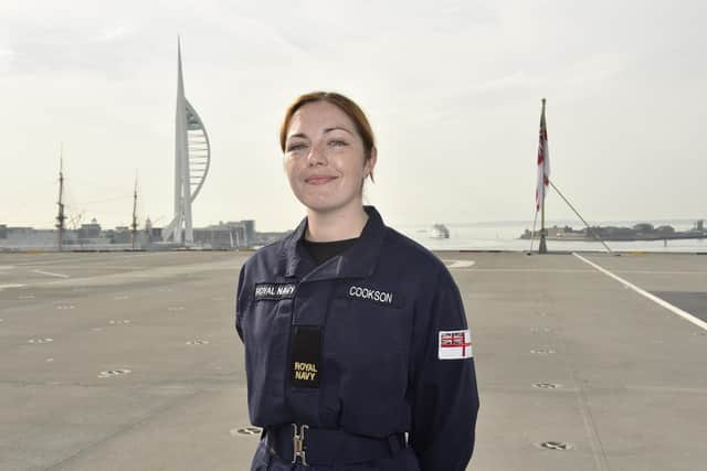 Pictured is: Paige Cookson, of Cheshire, Engineering Technician, who will be going on her first deployment. Picture: Sarah Standing (080923-8295).