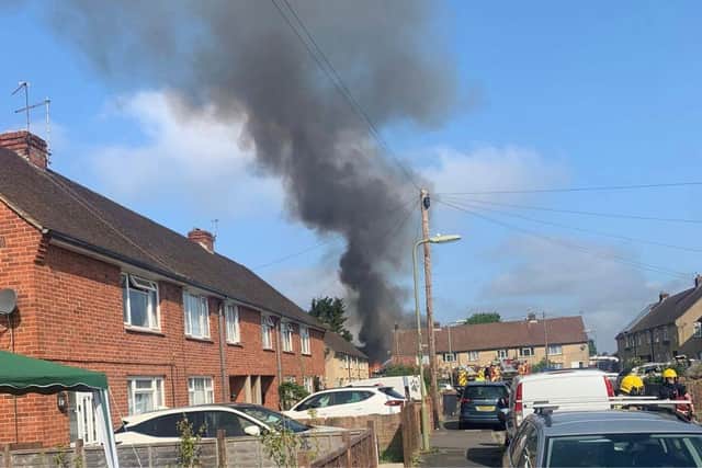 Firefighters at the scene of the fire in Woodlands Way, Havant. Picture: HIWFRS