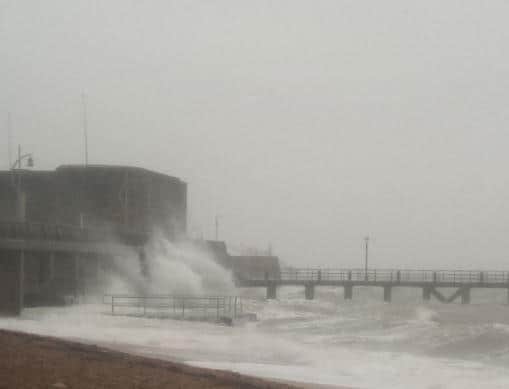 Storm Dennis batters the Hot Walls in Old Portsmouth