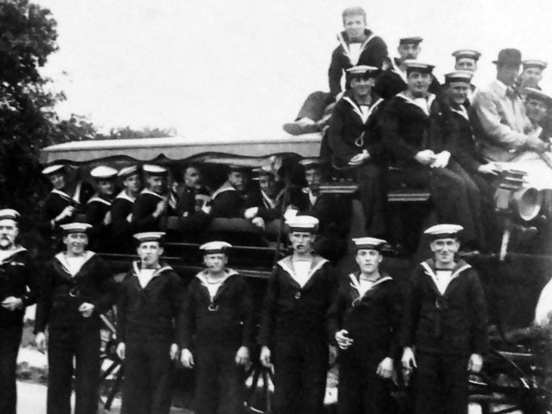 A day out in a horse drawn charabanc was well received by sailors from HMS Excellent.