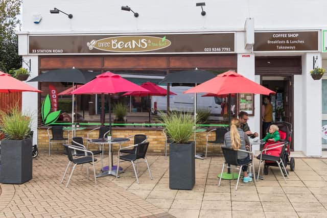 Opening day at the Three Beans & A Tea Leaf coffee shop on Hayling Island. Picture: Mike Cooter (170521)