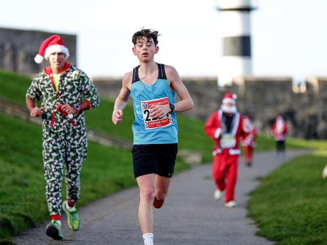 A number of runners took to the picturesque coastal route to take on the Portsmouth Coastal Waterside Marathon, Festive Half Marathon as well as the Southsea 5k and 10k Turkey Trot. Picture: Chris Moorhouse (221224-80)