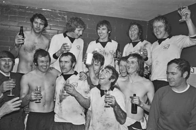 Ronnie Radford and the Hereford United players celebrate their FA Cup victory against Newcastle in 1972     Picture: Evening Standard/Hulton Archive/Getty Images