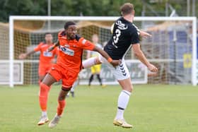Rudi Plummer on his AFC Portchester debut in the FA Vase win against Bemerton. Pic: Martyn White.