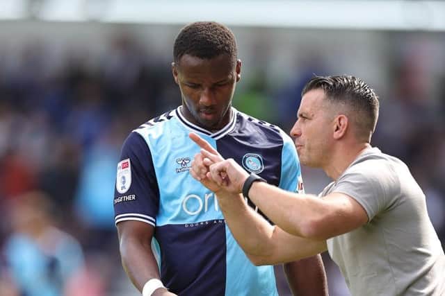 Luton boss Matt Bloomfield dishes out some instructions to striker Richard Kone when he was in charge of Wycombe Wanderers - pic: Pete Norton/Getty Images