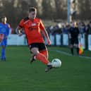 Portchester's Jake Raine, right, during the January 2023 'El Creekio' derby which attracted an all-time record Wessex League attendance to the On-Site Group Stadium. Picture: Sarah Standing