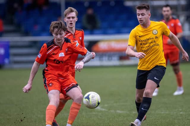 Midfielder Marley Ridge is ruled out of AFC Portchester's trip to Brockenhurst with a hamstring injury Picture: Alex Shute