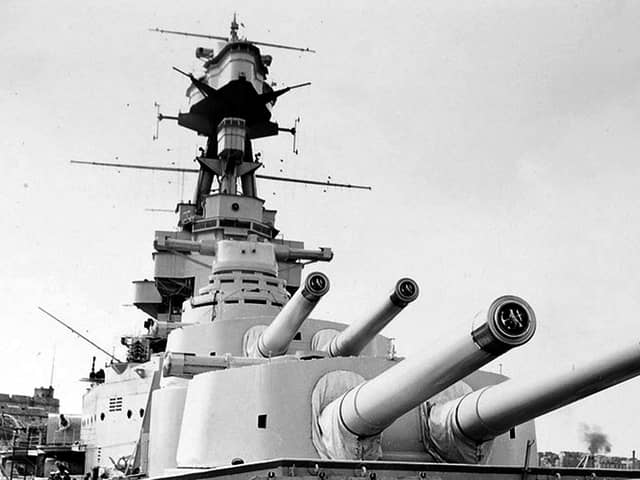 HMS Hood's 15'' guns. Picture: Alec Kellaway via Royal Navy