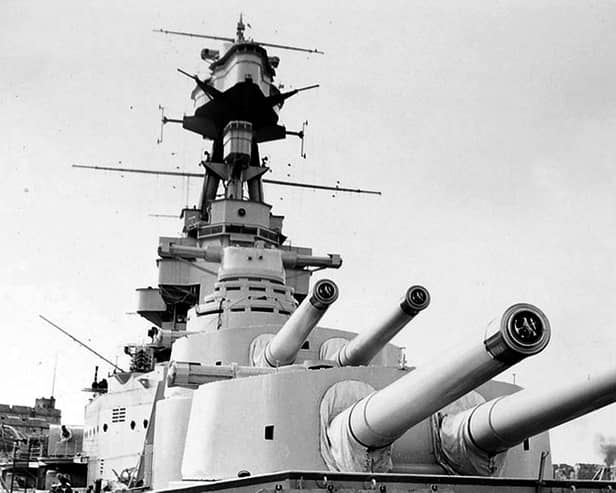 HMS Hood's 15'' guns. Picture: Alec Kellaway via Royal Navy