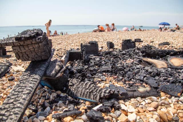 Youths have allegedly stolen pallets from businesses on the pier and then burned them on Southsea beach. Picture: Habibur Rahman