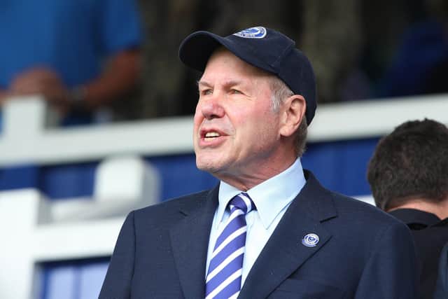 Pompey chairman Michael Eisner visited Fratton Park for the League One opener with Bristol Rovers.