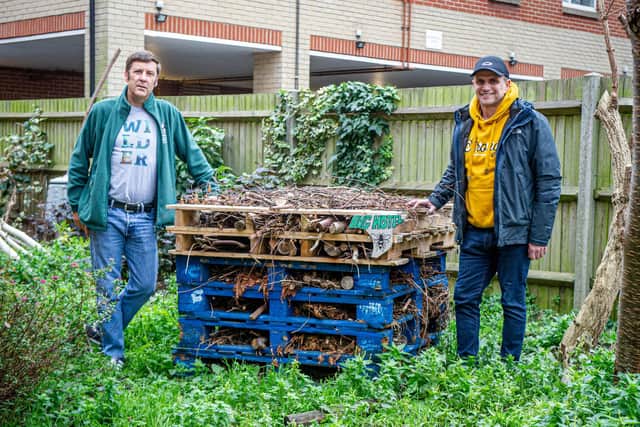 Wild Communities officer, Andy Ames and Fran Carabott, pioneer minister near a bug hotel outside St Margaret's Church, Highland Road, Southsea. Picture: Habibur Rahman