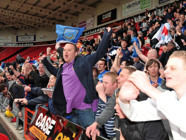 Pompey fans in top form at Doncaster Rovers' Keepmoat Stadium in April 2012.