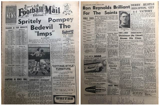 The Sports Mail of August 20, 1960 - when Pompey lifted the curtain on a new Division 2 season with a 3-0 home win over Lincoln. But the season would turn up to be a huge disappointment for both clubs.
