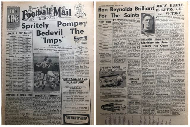 The Sports Mail of August 20, 1960 - when Pompey lifted the curtain on a new Division 2 season with a 3-0 home win over Lincoln. But the season would turn up to be a huge disappointment for both clubs.