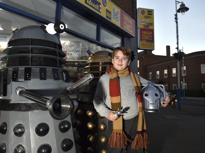 Vanguard Comics in Stoke Road, Gosport, celebrated 60 years of Doctor Who at the shop on Thursday, November 23.
Pictured is: Giuseppe Mascia who celebrated his tenth birthday on Thursday, November 23, the anniversary of Doctor Who and a huge fan.
Picture: Sarah Standing (231123-2073)