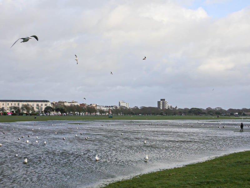 Pictured: Flooding at Southsea Common