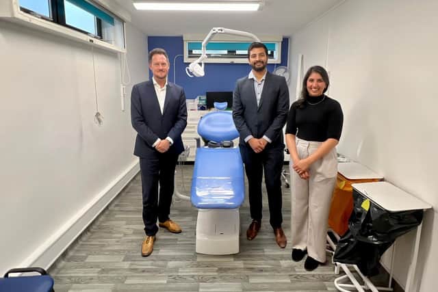 Portsmouth South MP Stephen Morgan at Smile Dental Care practice.