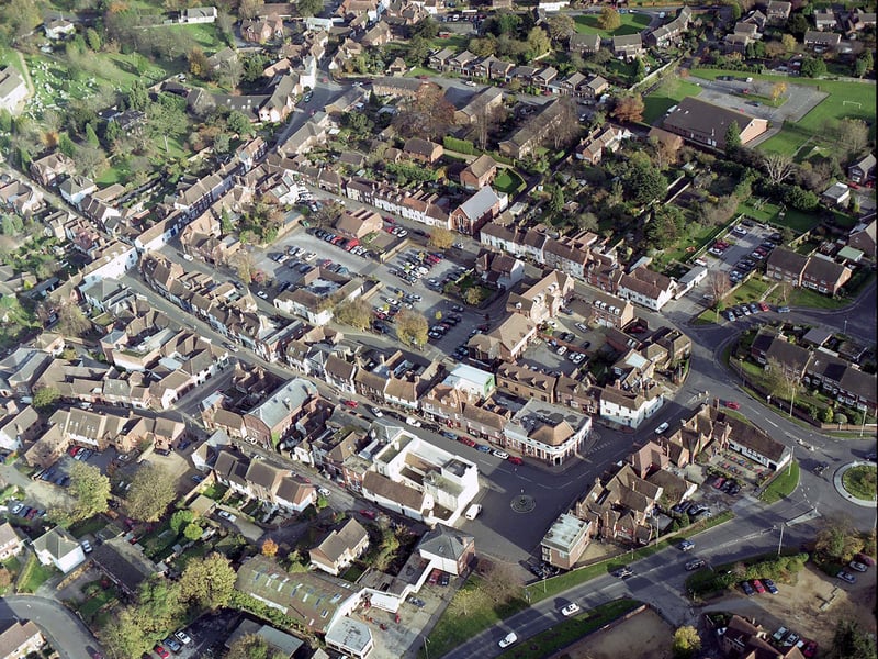 An aerial view of Bishop's Waltham town centre in 1998.