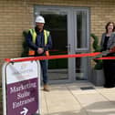 Florence Court, Barchester Healthcares new luxury care home in Fareham, is celebrating its official opening. Pictured Steve Dixon, McGoff Construction, Fiona Bacon, Sales and Marketing and Lauren Mortimer Deputy Manager, Florence Court.