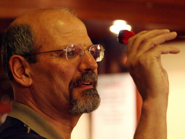 Dave Grant competing in the 2007 Portsmouth Men's Darts League pairs finals.