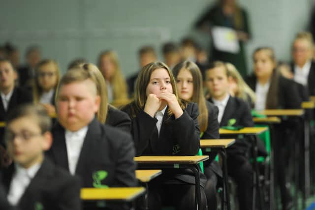 Year 7 Park Community School pupils experience their first assembly since lockdown.

Picture: Sarah Standing
