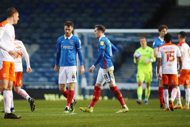 League Division 1 - Portsmouth vs Blackpool - 20/02/2021Portsmouth's Tom Naylor dejected after the match