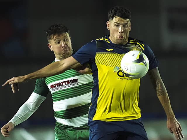 Callum Laycock in action during Moneyfields' 5-1 victory over Laverstock at Westleigh Park. Picture: Barry Zee