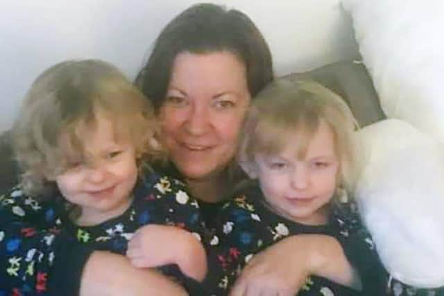 Kelly Fitzgibbons and children Ava and Lexi Needham. Pic Sussex Police