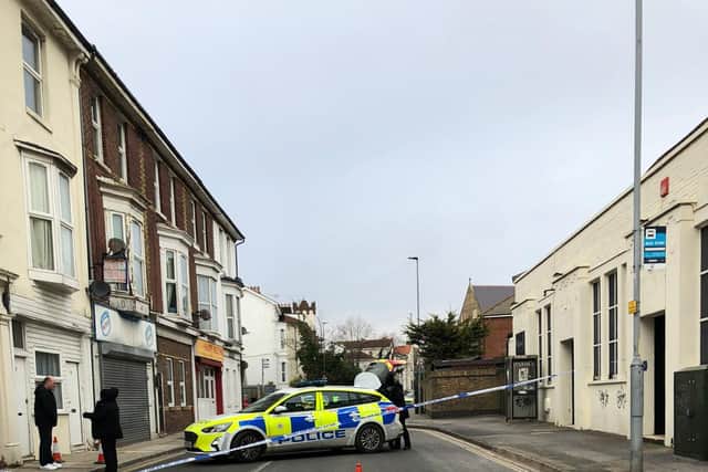 Police at the scene in Waverley Road today.