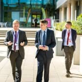 Suella was joined by the Secretary of State for Education, Gavin Williamson, right, to unveil the new T Level teaching facilities at Fareham College in September 2020.
Suella Braverman, right, is pictured with Andrew Kaye, the Principal of Fareham College, and the Secretary of State for Education, Gavin Williamson, left.