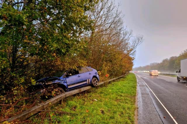 Hampshire Police reported that the driver was not at the scene of the crash.