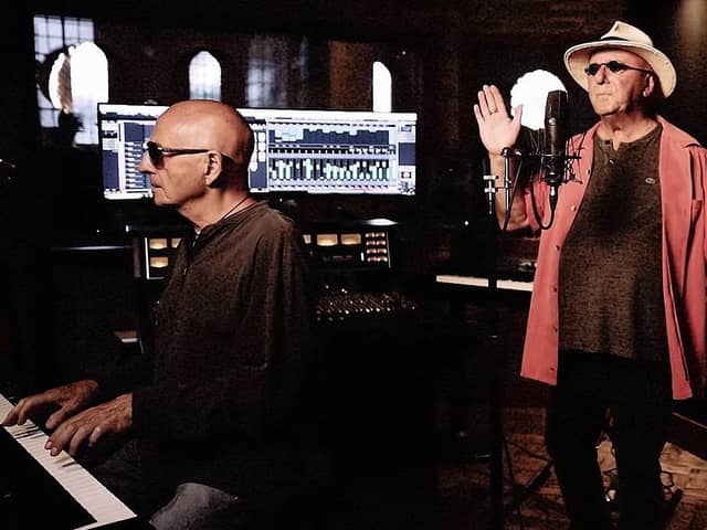 Brian Hug has begun writing songs about topical issues that he is passionate about.
Pictured: Brian Hug in the studio making his latest song