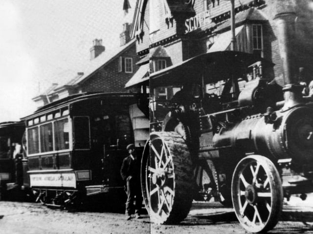Waterlooville 1902 - the first cars destined for the Portsmouth and Horndean Light Railway.