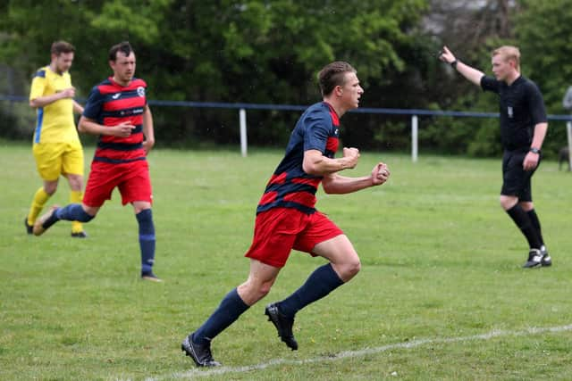 Zak Willett celebrates scoring a penalty. Picture: Sam Stephenson