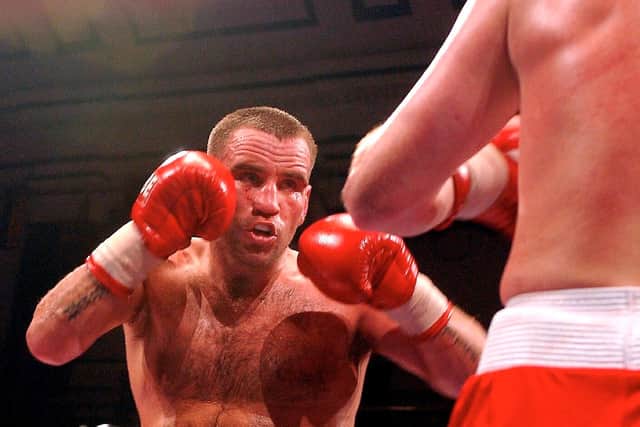 Tony Oakey in action during his ring career - he was a boxer Leigh Park area youngsters could look up to.