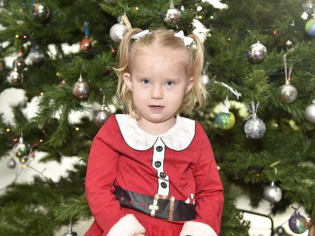 Beacon View Primary Academy in Paulsgrove held their annual community Christmas lunch on Friday, December 22.Pictured is: Summer T (3).Picture: Sarah Standing (221223-4059)