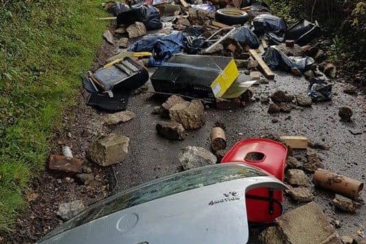 Waste dumped in Lone Barn Lane in Catherington. Picture: East Hampshire District Council