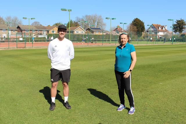 From left: Ashley Neaves, head tennis coach, and Binky Hallett, chairman of the club, at The Avenue Lawn Tennis, Squash and Fitness Club on Monday, March 29. Picture: Emily Turner